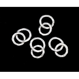 Karen Hill Tribe Silver 4 Double Hammered Circle Rings Charms 10, 12mm.