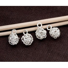 Karen Hill Tribe Silver 4 Twisted Wire Ball Charms 8.5 mm.