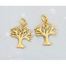 925 Sterling Silver 24k Gold Vermeil Style 2 Tree of Life Charms.