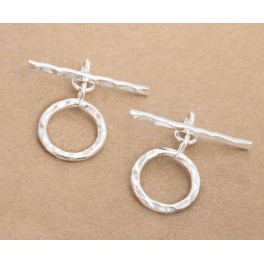 Karen Hill Tribe Silver 2 Hammered Circle Toggles 15mm.