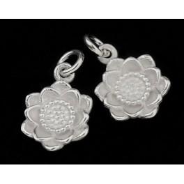 925 Sterling Silver 2 Flower Charms 10 mm.