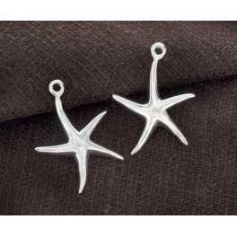 925 Sterling Silver 2 Starfish Charms 14.5mm.