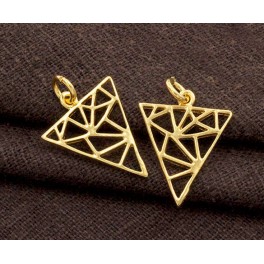 925 Sterling Silver 24K Gold Vermeil Style 2 Triangle Charms.