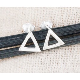 925 Sterling Silver Triangle Stud Earrings 8.5x7.5mm. Polish Finished.