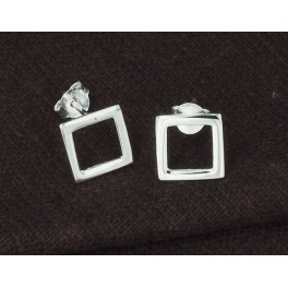 925 Sterling Silver Square Stud  Earrings 9mm. Polish Finished.