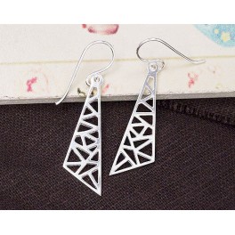 925 Sterling Silver Triangle Earrings 10x28mm.Polish Finished.