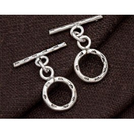 Karen Hill Tribe Silver 2 Daisy Imprint Toggles 12 mm.