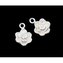 925 Sterling Silver 2 Rose Charms 9mm.