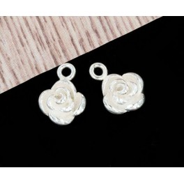 925 Sterling Silver 2 Rose Charms 8mm.