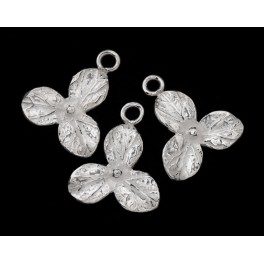 925 Sterling Silver 4 Flower Charms 13mm.
