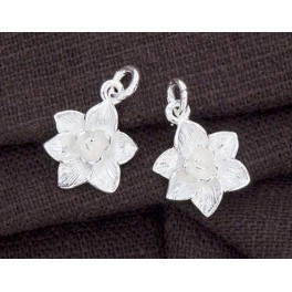 925 Sterling Silver 2 Flower Charms 11mm. Polish  Finished.