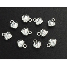 925 Sterling Silver 10 Little heart Charms 5 mm.