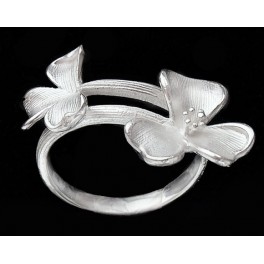 925 Sterling Silver Band Ring ,Flower Branch Design
