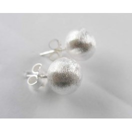 925 Sterling Silver Brushed Round Stud Earrings 8mm.