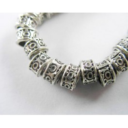 Karen Hill Tribe Silver 10 Imprinted Ring Beads 5.5x3.5mm.