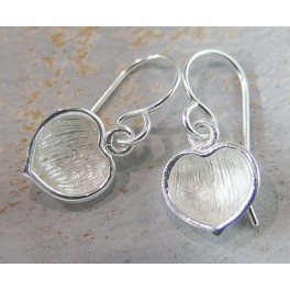 925 Sterling Silver  Heart Earrings 9 mm.