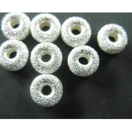 Sterling Silver 6 Stardust Donut Beads 6.5x3mm.