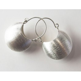 Karen Hill Tribe Silver 1 pair Brushed Half Moon Hoop Drop Earrings.16x22.5 mm.