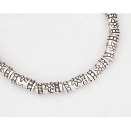 Karen Hill Tribe Silver 20 Printed Tube Beads 3x7mm., 5.5 inches