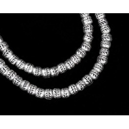 Karen Hill Tribe Silver 80  Leaf Printed Rondelle Beads 2.8x2.2mm.6.5 inches