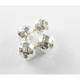 Hill Tribe Silver 4 Faceted Round Beads 10 mm.
