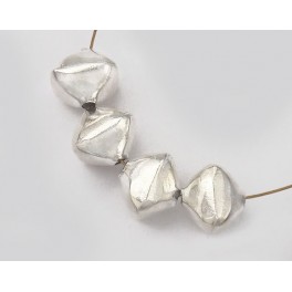 Karen Hill Tribe Silver 4 Diamond Shape Beads 9x8mm.