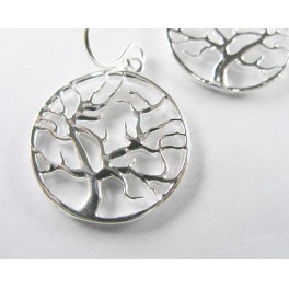 925 Sterling Silver Tree of Life Earrings 18 mm.