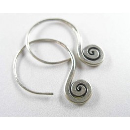 Karen Hill Tribe Silver 1 pair Swirl  Earrings 17.5mm.