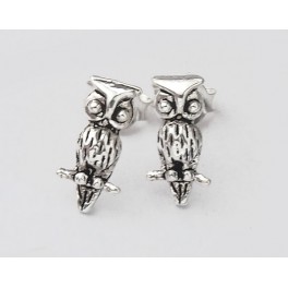 925 Sterling Silver Owl Stud Earrings 5x10mm.