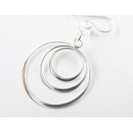 925 Sterling Silver Circle Ring Earrings 22mm.