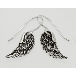 925 Sterling Silver Angel Wing Earrings 15mm.