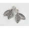 925 Sterling Silver 2 Pairs of Oxidized  Leaf Charms 6.5x14mm.