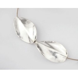 Hill Tribe Silver 2 Twisted Leaf Beads 13x22 mm.