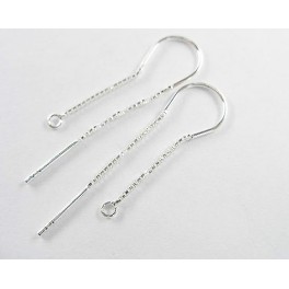 925 Sterling Silver 2 pairs Earring Wires 31mm.