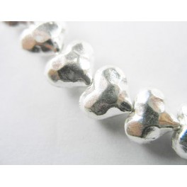 Karen Hill Tribe Silver 4 Hammered Heart Beads 9x7.5mm.