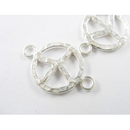 Karen Hill Tribe Silver 2 Hammered  Peace Sign Links 17.5mm.