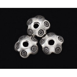 Karen Hill Tribe Silver 10 Imprint  Bead Caps 8 mm.