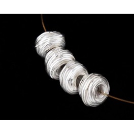 Hill Tribe Silver 4 Wire Drum Beads 8x4.5 mm.