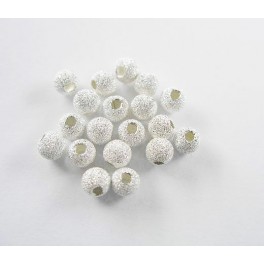 925 Sterling Silver 20 Stardust Round Beads 4 mm.