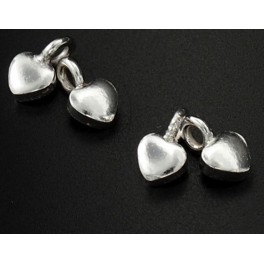 Karen Hill Tribe Silver 6 Heart Charms 5 mm.