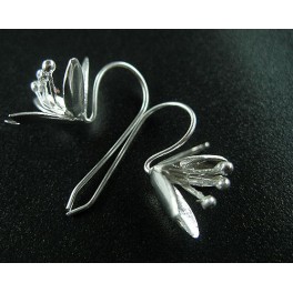 925 Sterling Silver  Flower Earrings 16.5mm.