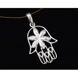 925 Sterling Silver Hand Of Fatima Pendant 13x24mm.