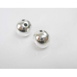 925 Sterling Silver 2 Round Beads 12 mm.