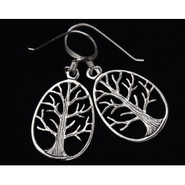 925 Sterling Silver Tree of Life ,Botanic Earrings 14x18 mm.