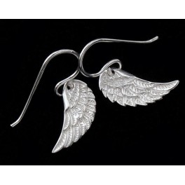 925 Sterling Silver Angel Wing Earrings 6x15mm.