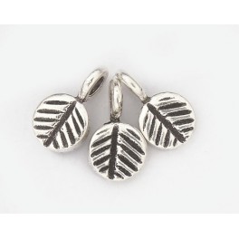 Karen Hill Tribe Silver 6 Leaf Printed Charms 6mm.