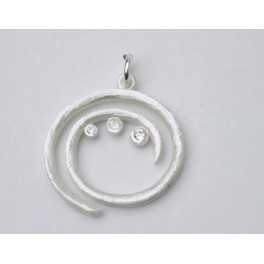 1 of 925 Sterling Silver Swirl Pendant 20mm., with Colorless CZ