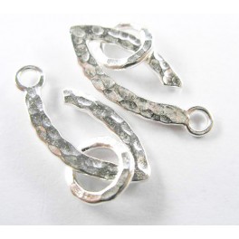 Karen Hill Tribe Silver 2 Hammer Marquise Clasps 22 mm.