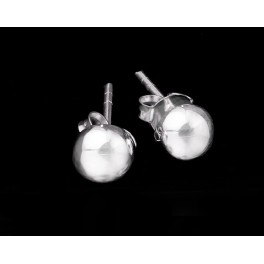 925 Sterling Silver Half Ball Stud Earrings 6mm.Polish Finished