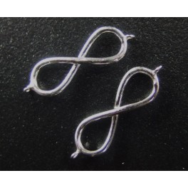 925 Sterling Silver 6 Infinity Links, Connectors  with Closed Rings. 5x15mm.